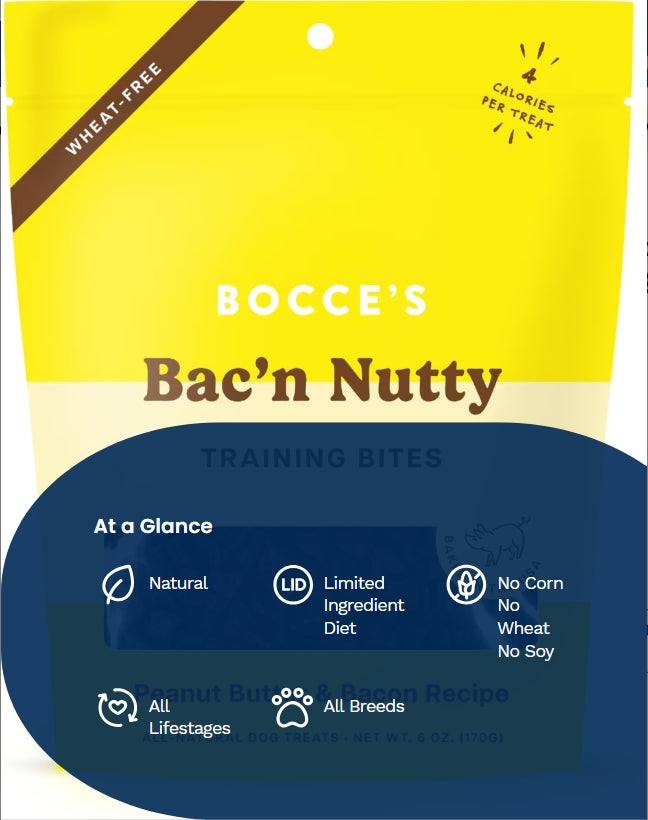 Bocce's Bac'n Nutty Training Bites 6 oz