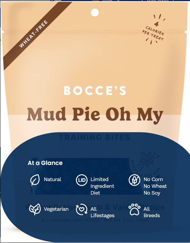 Bocce's Bakery Mud Pie Oh My Training Bites Dog Treats 6oz