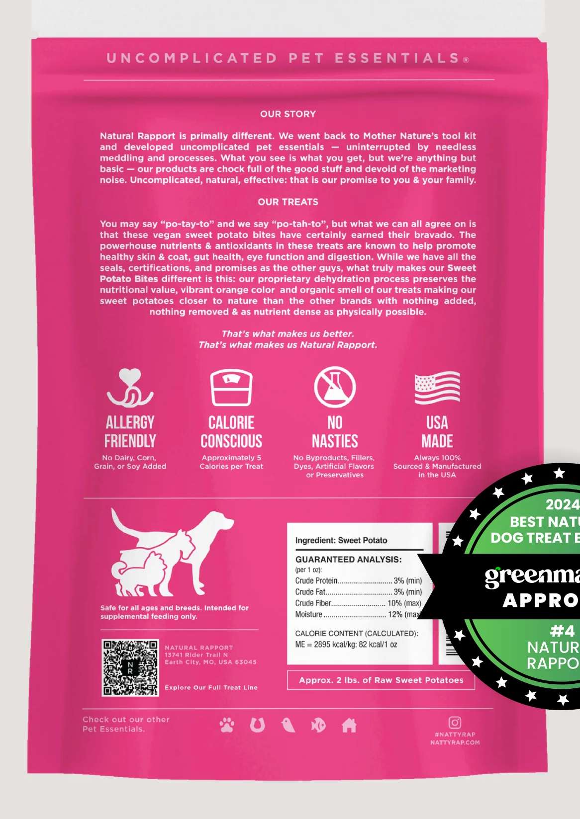 Natural Rapport The Only Dehydrated Sweet Potato Bites Dogs Need 8 oz