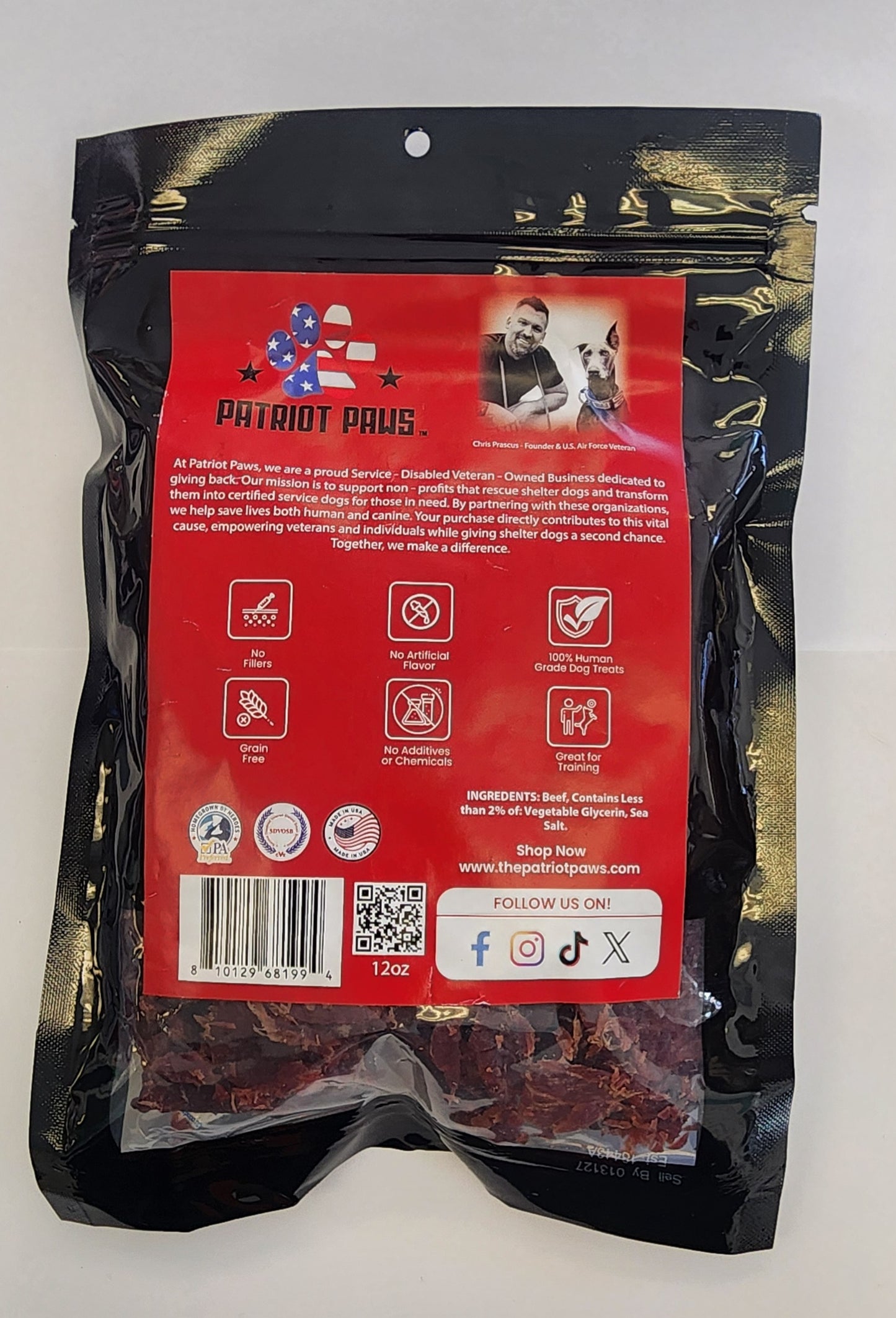 Patriot Paws Premium Dog Treats - Beef 12oz