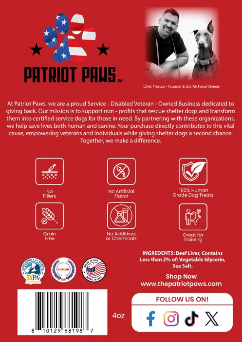 Patriot Paws Premium Dog Treats - Beef 4oz