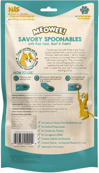 Meowee Savory Spoonables - Duck, Beef & Rabbit 8 ct