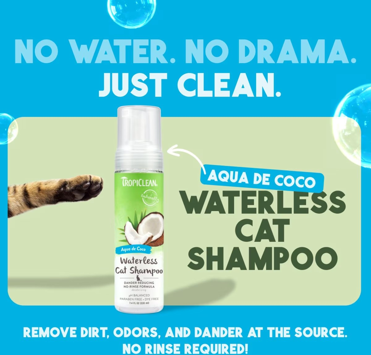 TropiClean Waterless Cat Shampoo 7.4 fl oz