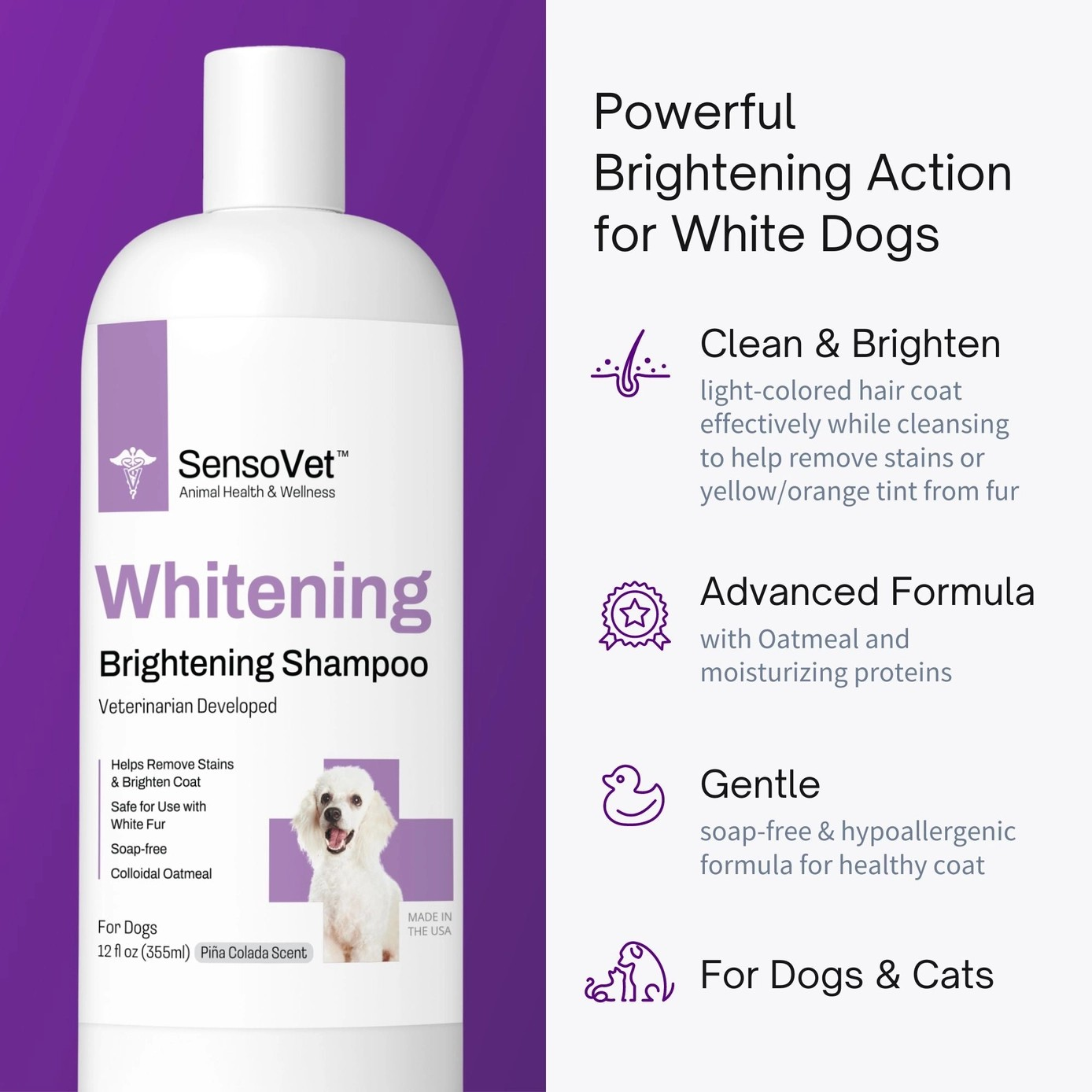 SensoVet Whitening & Brightening Shampoo 12 FL OZ