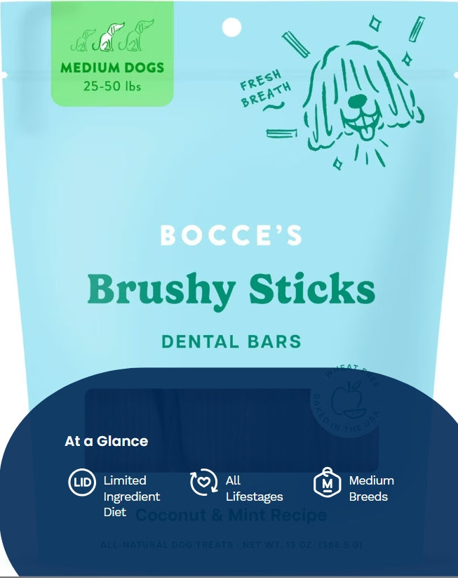 Bocce's Brushy Sticks Dental Bars Medium Dogs