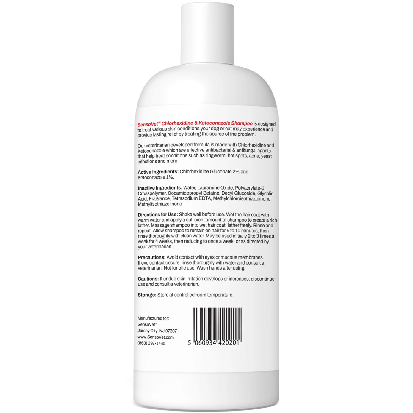 SensoVet Chlorhexidine & Ketoconazole Medicated Shampoo 12 fl oz