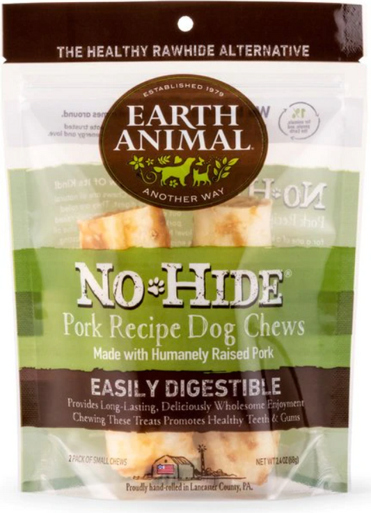 Earth Animal No Hide Pork Chews Dog Treats; 4 Inch; 2 Pack