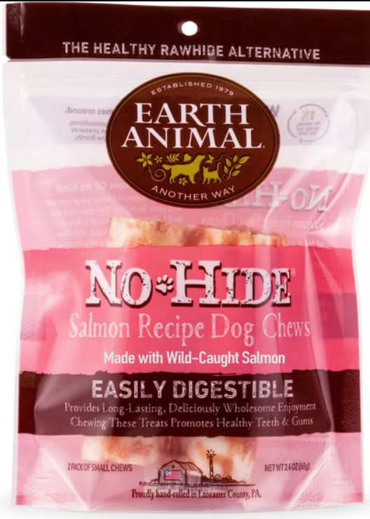 Earth Animal No Hide Salmon Chews Dog Treats; Small 2Pack