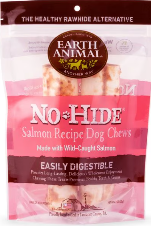 Earth Animal No Hide Salmon Chews Dog Treats; Medium 2Pack