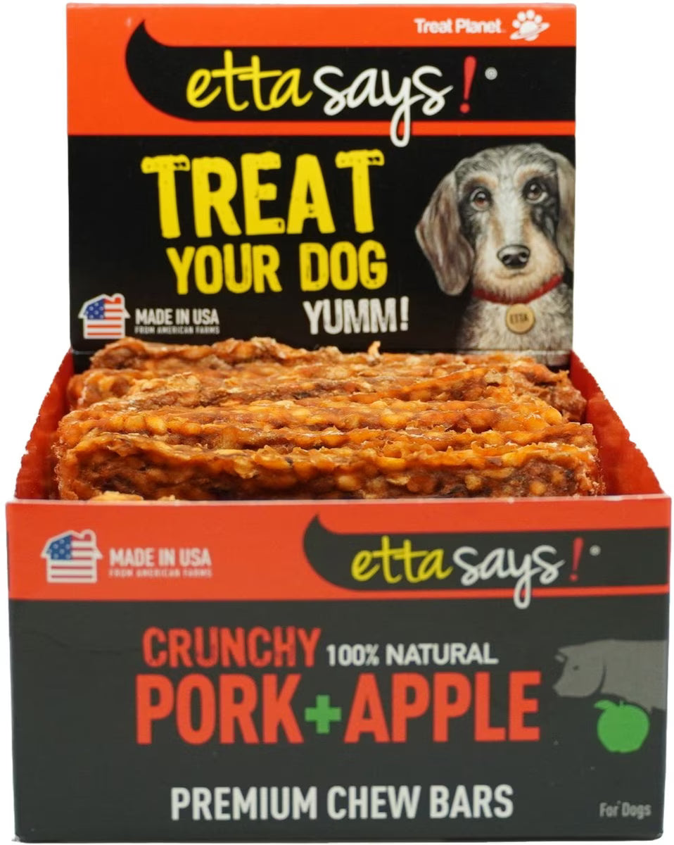 Etta Says! 100% Natural Crunchy Pork & Apple Chew Bar - Single