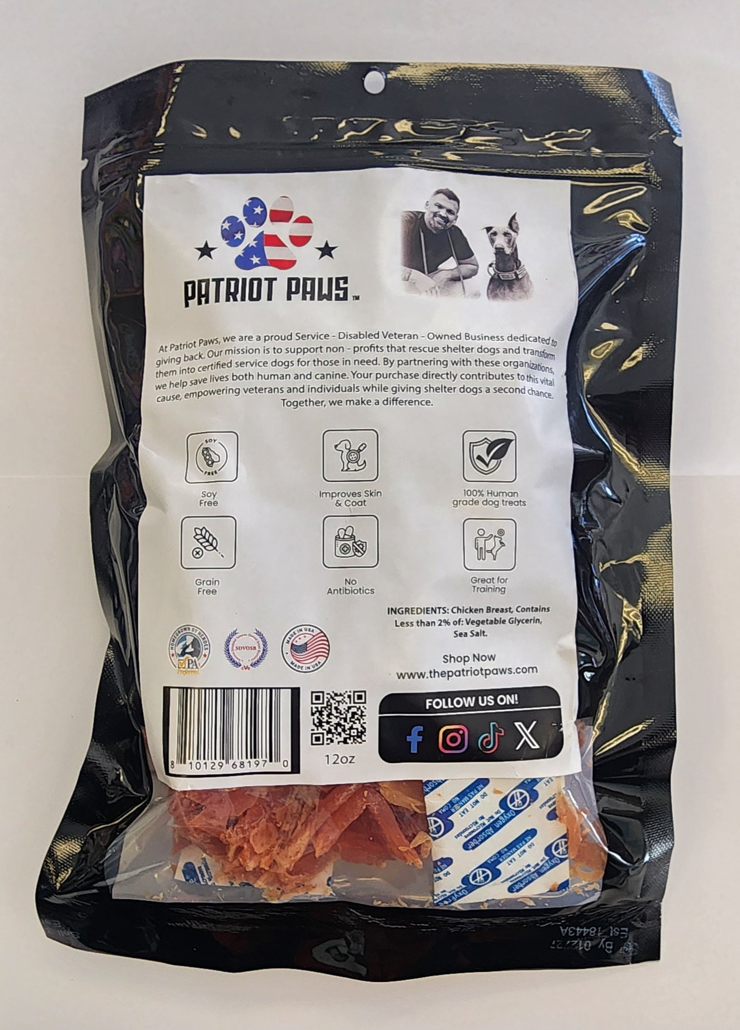 Patriot Paws Premium Dog Treats - Chicken 12oz