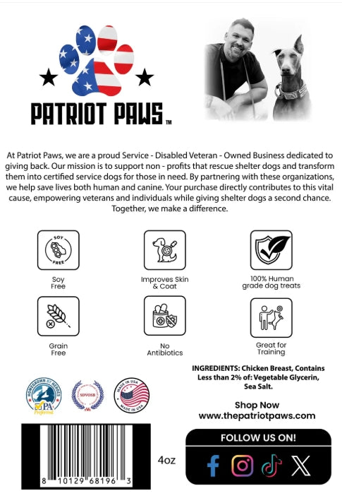 Patriot Paws Premium Dog Treats - Chicken 4oz