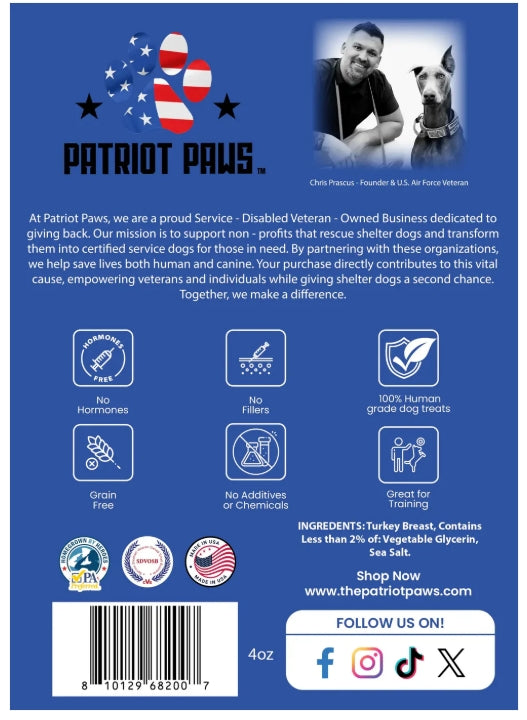 Patriot Paws Premium Dog Treats - Turkey 4oz