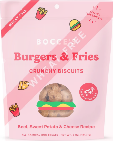 Bocce's Bakery Burgers & Fries Biscuit Dog Treats 5oz