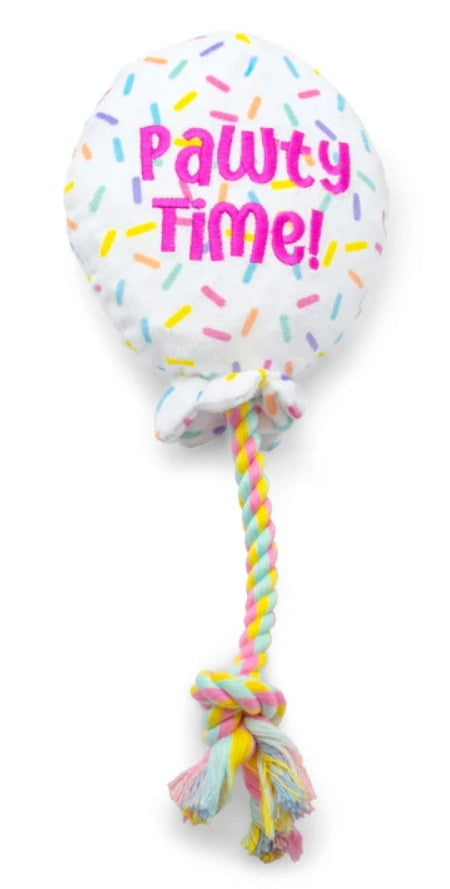 ThoozyPet Birthday Balloon Plush with Rope Dog Toy