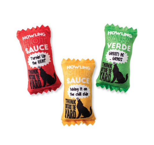 Wagsdale Howling Hot Sauce Plush Dog Toy Set Small 3 pc