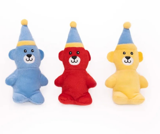 ZippyPaws Miniz 3-Pack - Birthday Bears
